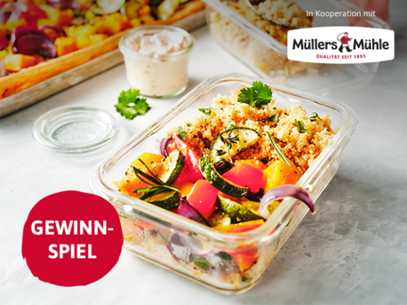 gemeinsam mit Müllers Mühle ein hochwertiges Meal-Prep-Set im Gesamtwert von 225 Euro
