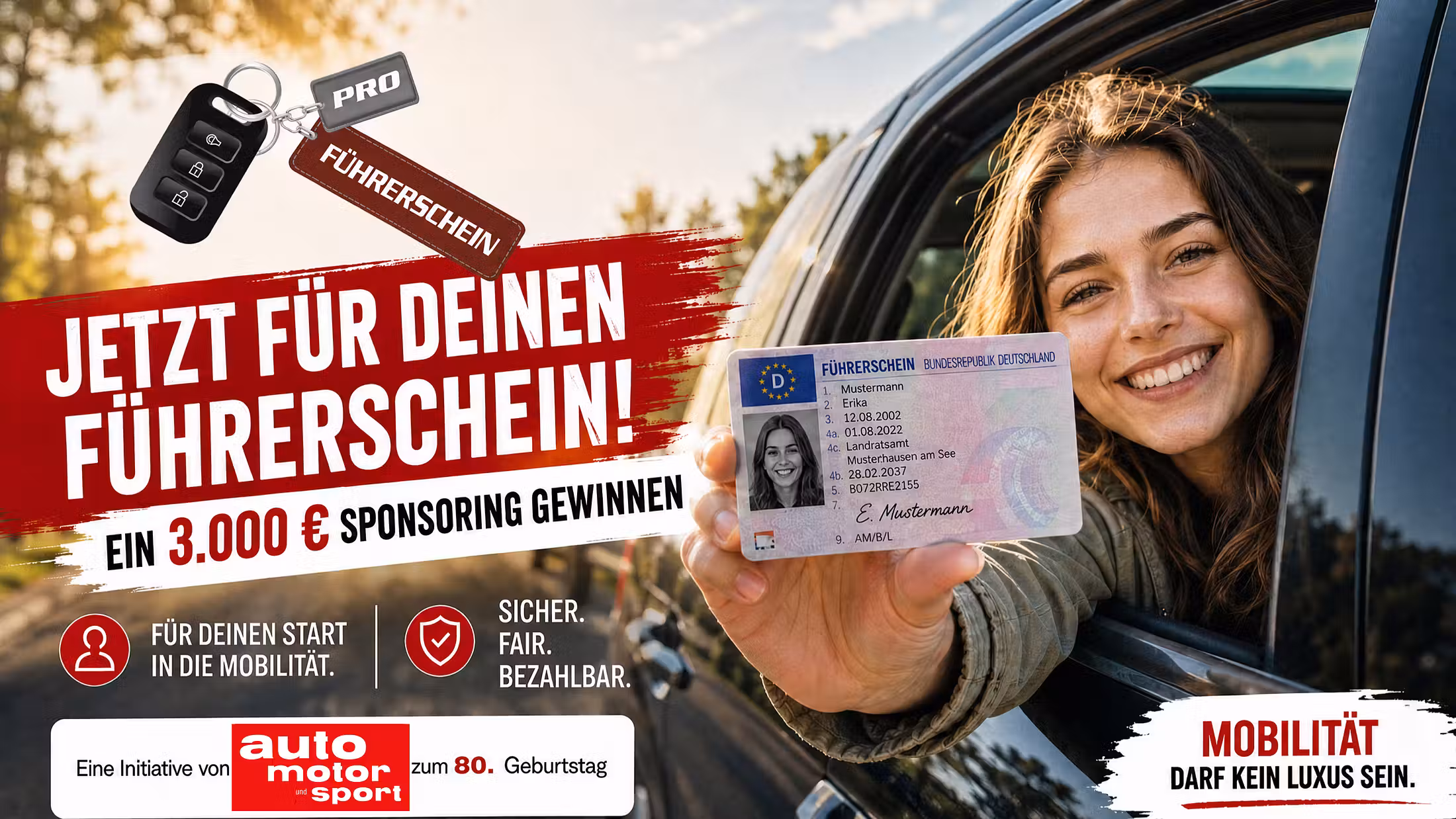 Führerschein-Sponsorings im Wert von je 3.000 Euro