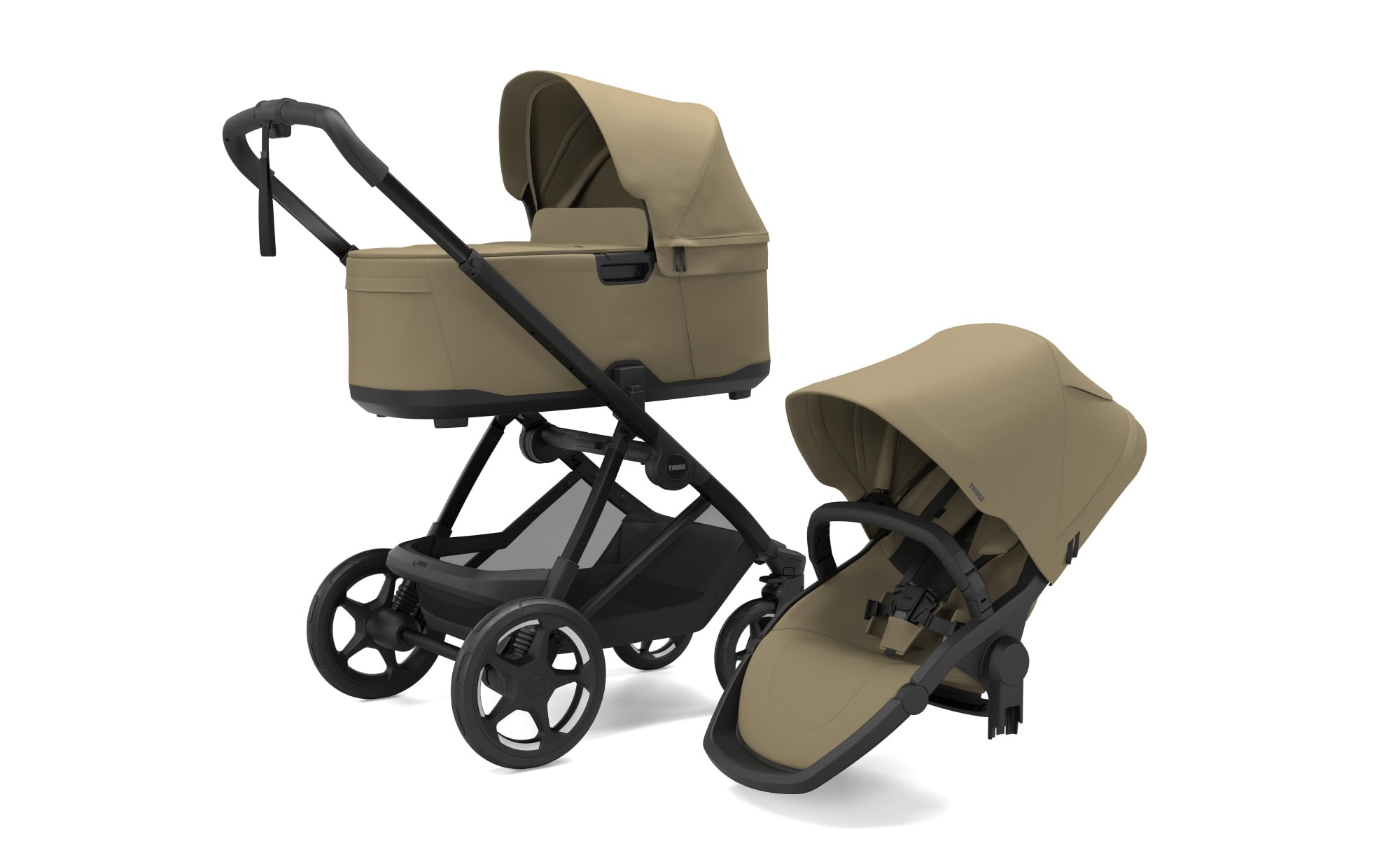 einen Thule Charm 2 in 1 Kinderwagen im Wert von 1.299 Euro in der Farbe eurer Wahl (darkest blue, black oder faded khaki)