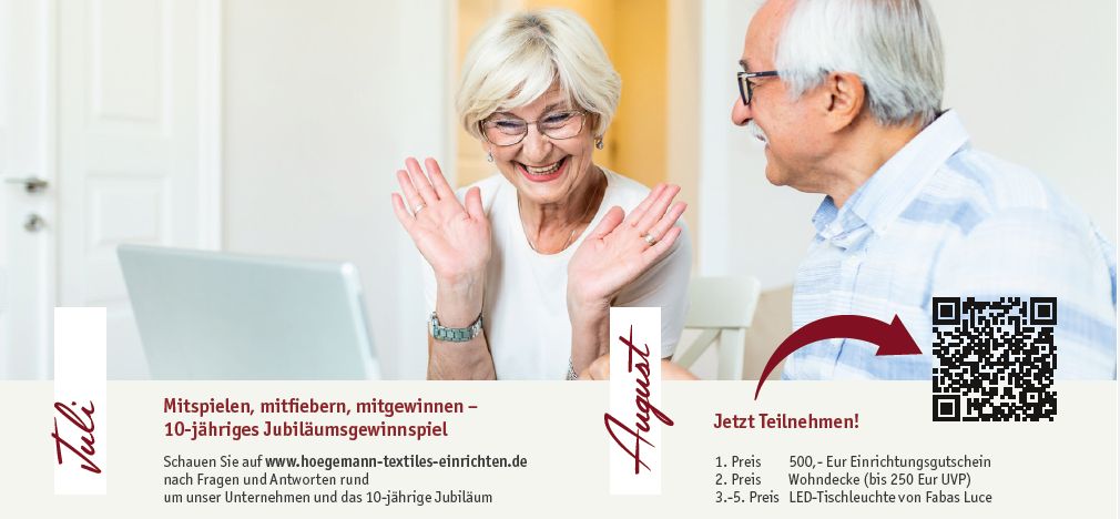Anlässlich unseres 10-jährigen Firmenjubiläums möchten wir uns bei Ihnen bedanken: Nehmen Sie an unserem Jubiläums-Gewinnspiel teil, entdecken Sie unsere Webseite und sichern Sie sich die Chance auf einen von fünf attraktiven