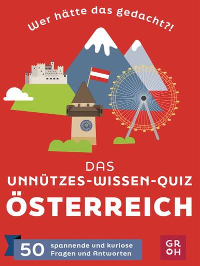 Ein Exemplar des Spiels "Das unnützes Wissen-Quiz: Österreich" von Mag. Angelika Mandler-Saul, erschienen im Groh Verlag
