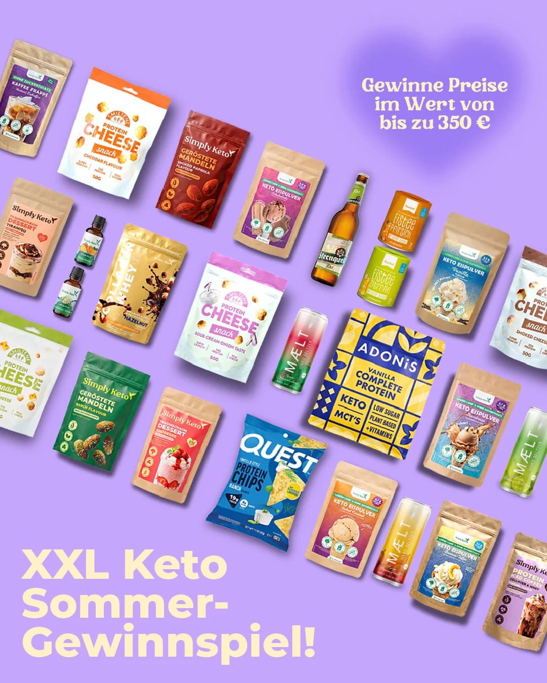 ein XXL Low-Carb- & Keto-Sommerpaket im Wert von 200 € oder einen Shop-Gutschein im Wert von 100 € oder 50 €