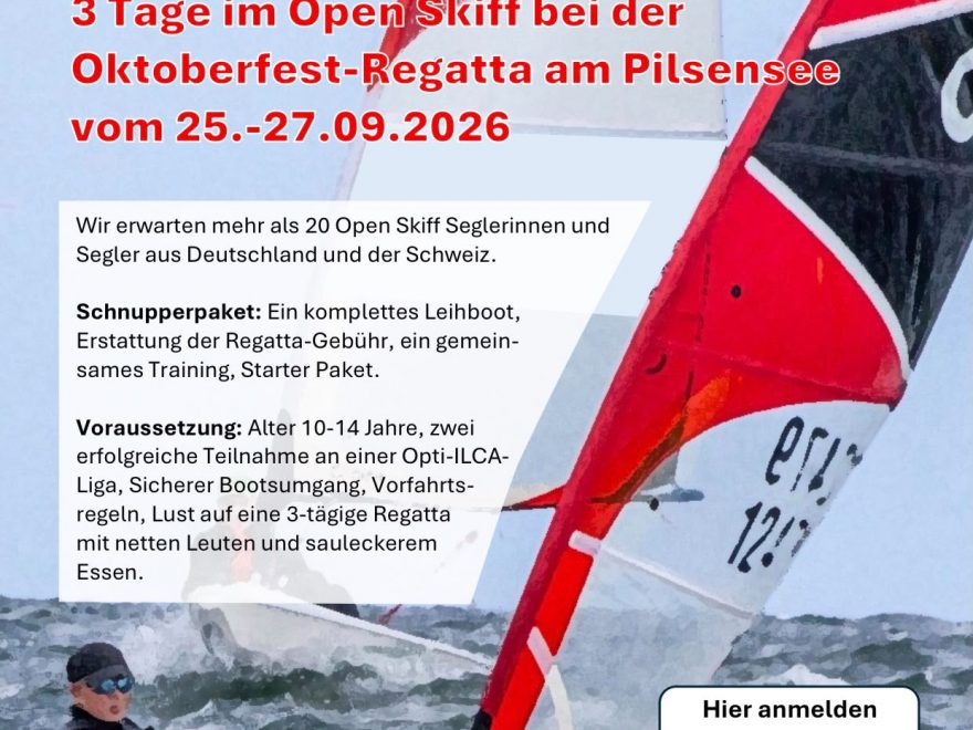 gleich 2× ein Open Skiff Schnupper-Paket für ein ganz besonderes Regatta-Wochenende am Pilsensee