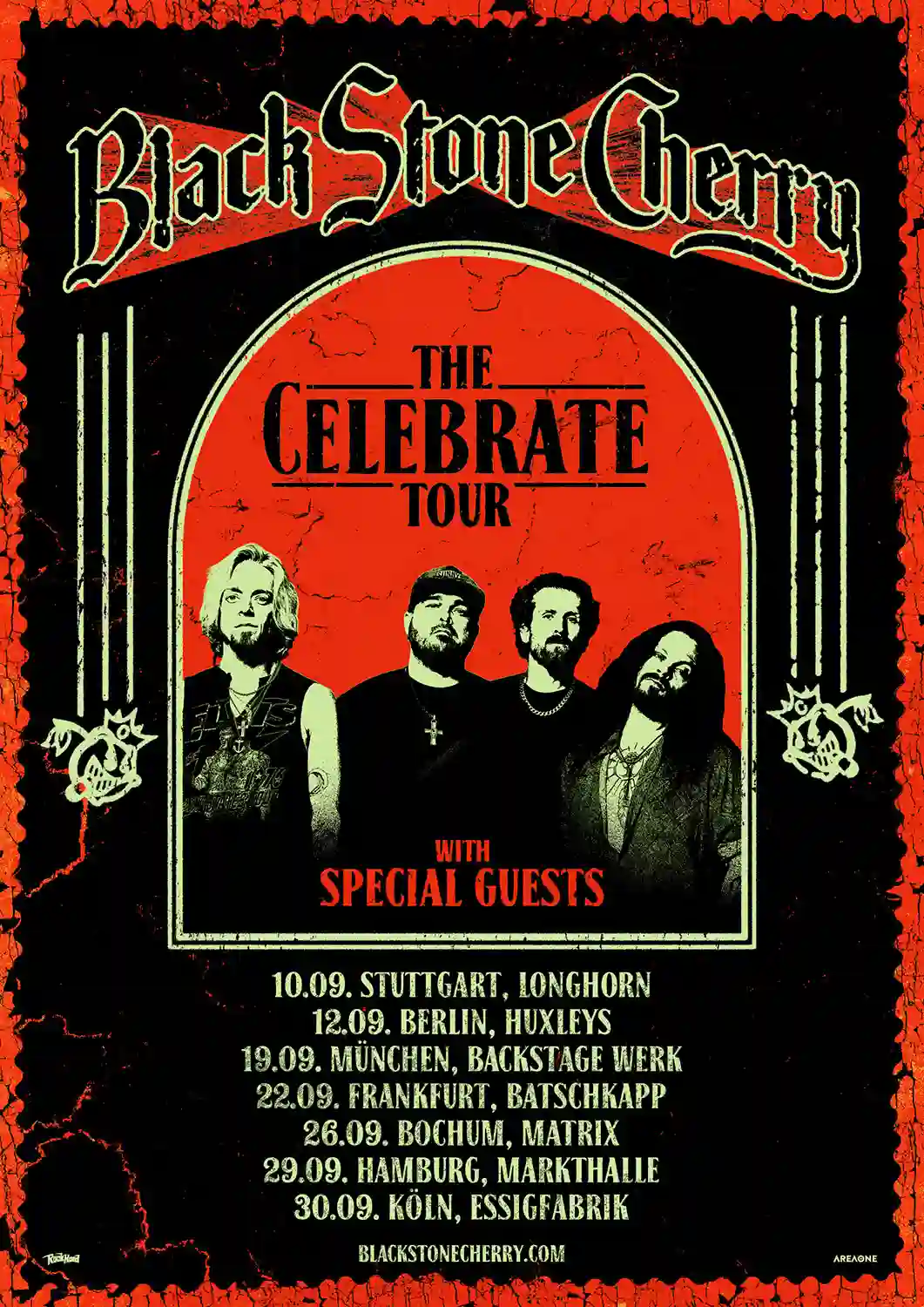 2 × 2 Tickets für BLACK STONE CHERRY – The Celebrate Tour. Datum: 22.09.2026. Einlass: 19: 00 Uhr Beginn: 20: 00 Uhr. Wo: Batschkapp, Gwinnerstraße 5, 60388 Frankfurt am Main