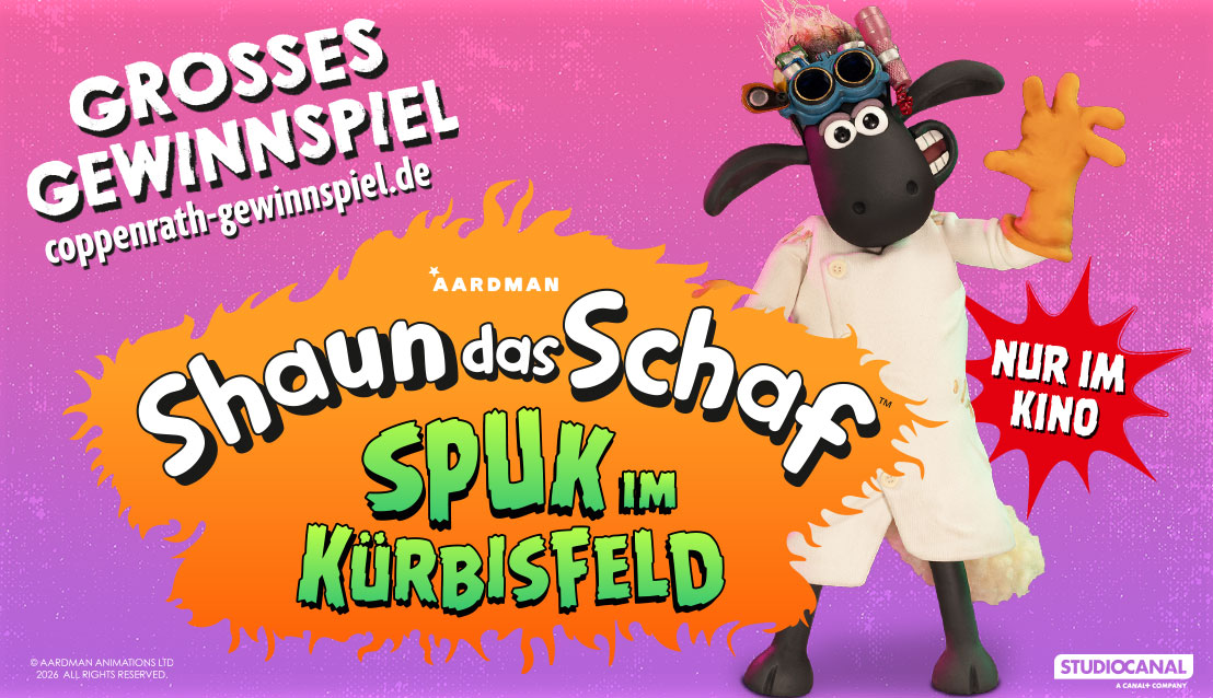 Coppenrath Feingebäck 2 × 4 Premiereneinladungen, 25 × Überraschungspakete mit je 2 Kinotickets, Shaun das Schaf-Merch und leckeren Keksen von Coppenrath Feingebäck, sowie 25 × 2 Kinotickets